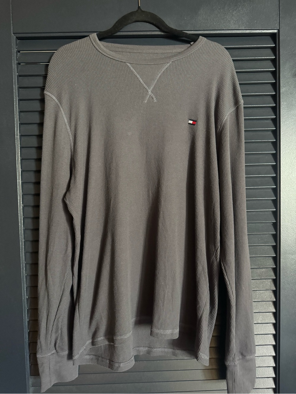 Tommy Hilfiger Gray Waffle-Knit Crewneck Sweater